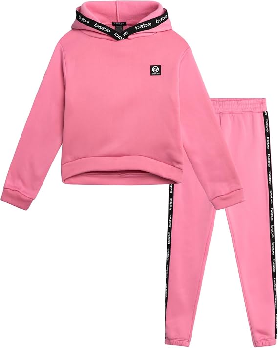bebe Girls 2 Piece Yummy Cotton Fleece Hoodie & Jogger Sweatpants