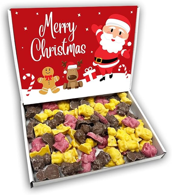 Chocolate Animals Merry Christmas Sweets Gift Box Hamper (SANTA RED FRONT)