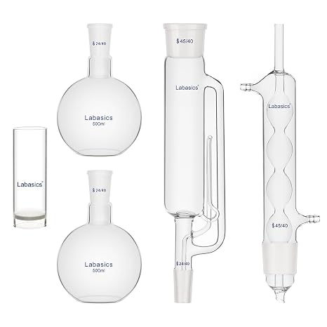 Soxhlet Extraction Apparatus Bundle with Extraction Thimble (5 Items)