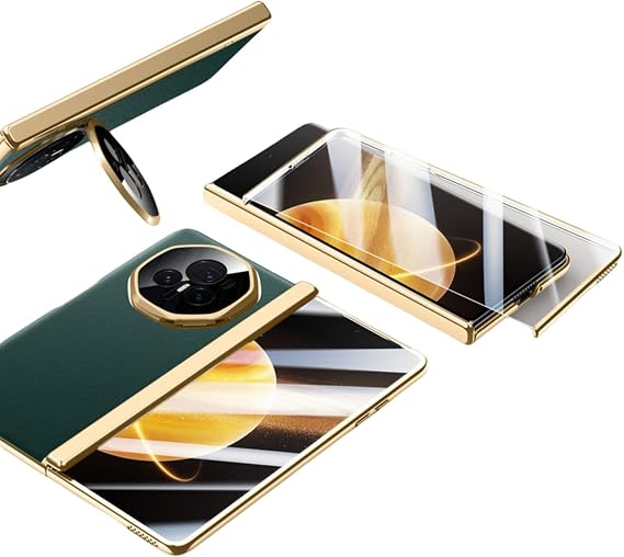 Case for Honor Magic V3, Built-in Screen Protector, Camera and Hinge Protection, Creative Stand, Leather Drop-Proof Phone Case (Green,for Magic V3)