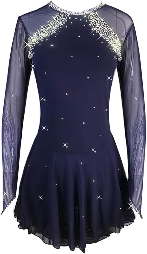 Dark Black Skating Skirt Lady's Skating Costume Girls Simple Generous Figure Skating Dress Women