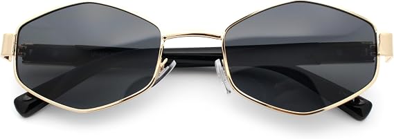 Mens Luxury Diamond Shape Metal Rim Hustler Fashion Rectangle Sunglasses