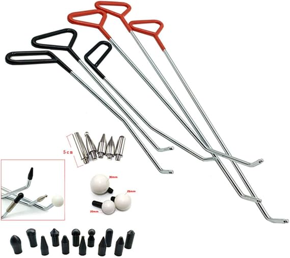 Dent Removal Rods Kit 6Pcs Paintless Dent Repair Rods 20 Replaceable Tips