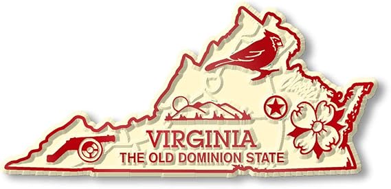 Virginia Small State Magnet by Classic Magnets, 3.1" x 1.5", Collectible 3D Rubber Vintage-Style Souvenirs and Gifts Made in the USA