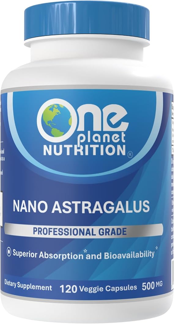 One Planet Nutrition Nano Astragalus 500 mg Veggie Capsules (120 Servings), Astragalus Membranaceus Extract, Nano for Max Absorption, Supports Immune Health and Vitality, Non-GMO, Vegan, Gluten-Free