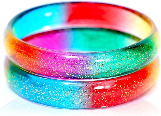 Indian Glass Bangles Jewelry for Women, Indian Style Ethnic Bollywood Bracelet,Traditional Fashion Jewelry Multicolor Bangle Set of 2 for Everyday,Wedding Jewellery (Multi, 2.6 or 2.37 inches)