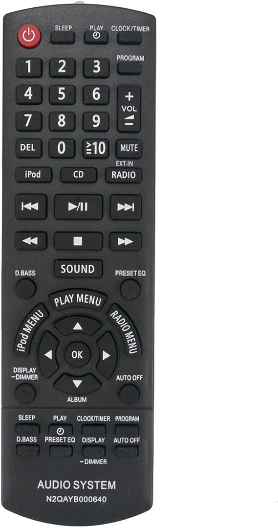 N2QAYB000640 Replacement Remote Control Applicable for Panasonic SC-HC25 | SC-AKX14 SC-PMX5 SC-PM500 SC-PM500DB Compact Stereo System SCHC25 SCAKX14 SCPMX5 SCPM500 SCPM500DB