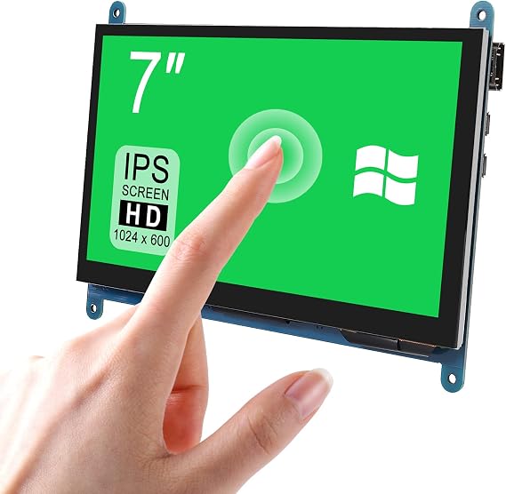 UMLIFE 7" Touch Screen Monitor Module, 7 inch IPS Display Portable Touchscreen Computer 1024X600 Game Monitorfor Raspberry Pi 3 2 Model B and RPi 1 B+ A BB Black PC Various Systems