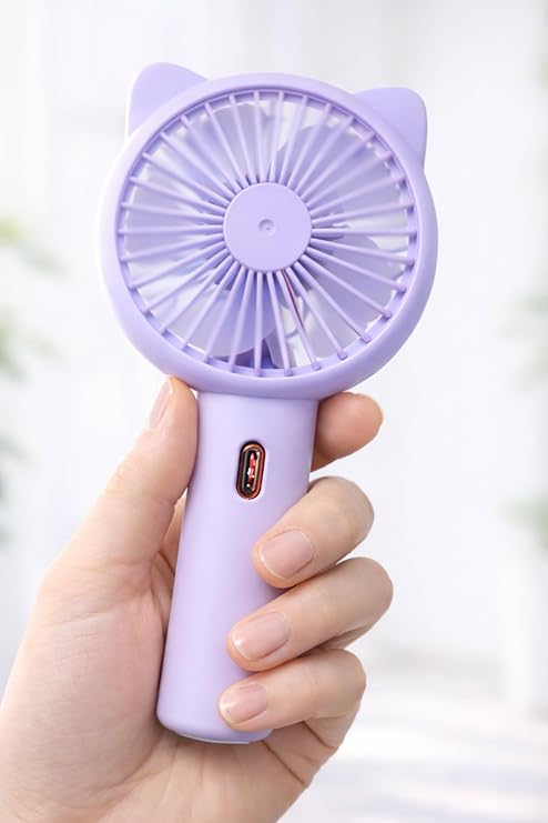 3 MODLU Şarjlı El Fanı 3 Kademe Seyahat Masaüstü Vantilatör Taşınabilir Mini Fan F136 (Mor)