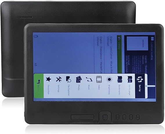 E Reader, 7in Portable Color TFT LCD 16:9 Screen HD Black E Reader Books with Navigation and Protective Case (16GB)