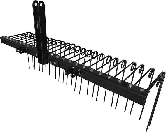 Field Tuff 3-Point Pine Straw Rake, 26 Spring Steel Tines, Black, 60 Inch