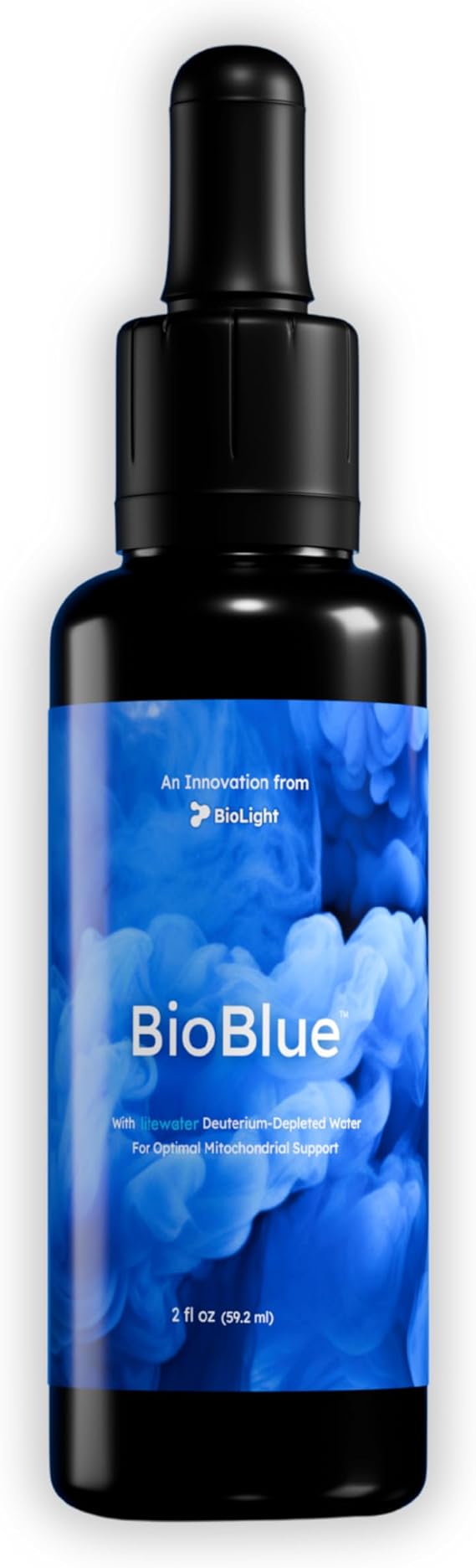 BIOLIGHT BioBlue | USP Methylene Blue w/Litewater Deuterium-Depleted Water | Mitochondrial Support, Wellness & Longevity | Increased Energy, Focus, Red Light Therapy Synergist | 2 fl oz, 1% Solution