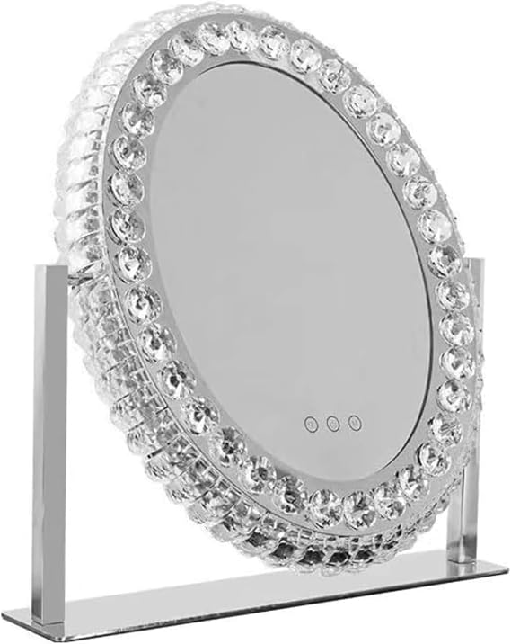 LED Vanity Mirror, Tabletop Mirror, Large, Bright, Actress, Fashionable, Crystal, Stepless Light, Dressers, Hollywood Stand, Luxury Crystal Lighting, Dressing Blu Makeup Mirror, Tabletop