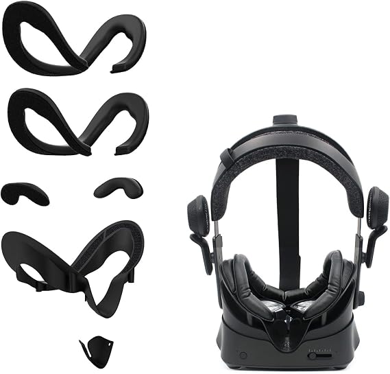 AMVR Facial Interface Bracket & PU Leather Foam Face Cover Pad Replacement & Anti-Leakage Nose Pad & Protective Lens Cover Comfort Set for Valve Index Headset