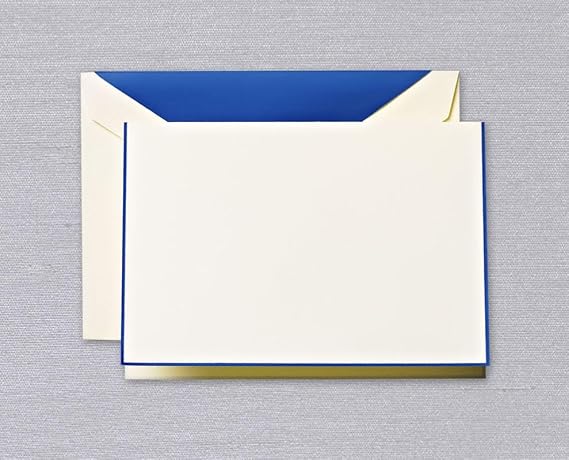 Crane & Co. Blue Note with Liner 25 Folded Cards and Matching Envelopes per Pack Classic Stationery Set for Personal Notes, Invitations, and Special Occasions.