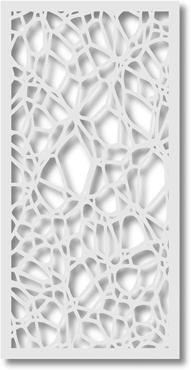 VIMA (Gabion) Decorative Wall Art Panel - 48" L x 24" W x 3/8" H, White Color PVC Board Panel with Private Screen Fence Design for Home Renovation & Wall Decor