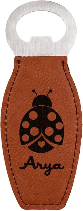 Personalized Ladybugs & Gingham Leatherette Bottle Opener