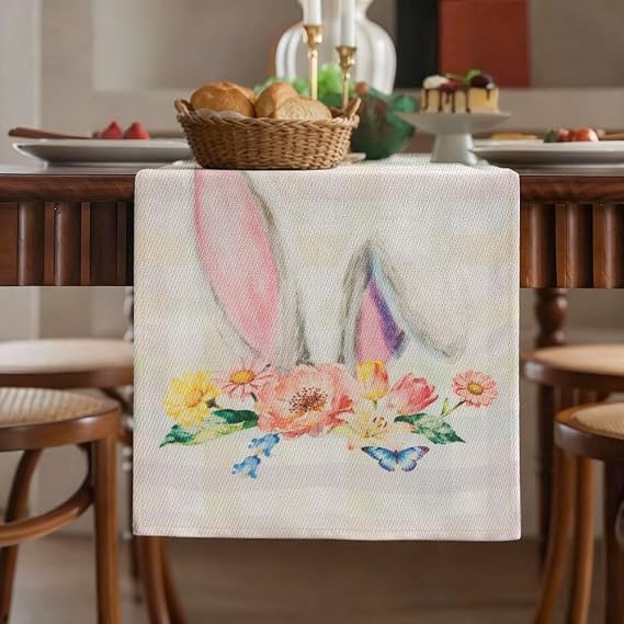 Watercolor Easter Table Runner, 13" x 72"