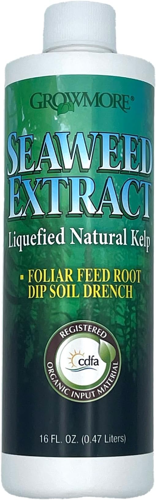 Grow More Liquified Seaweed Extract Fertilizer for Plants - 16oz of Liquefied Natural Liquid Kelp Fertilizer - 11% Organic Kelp Plant Food for Transplant Protection & Root Development