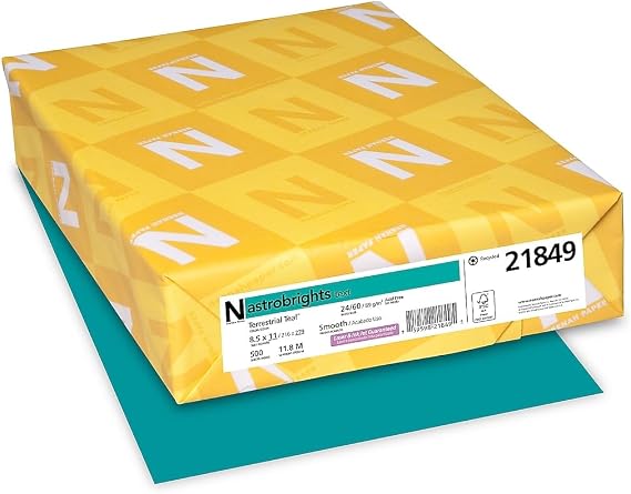 Astrobrights 21849 Color Paper, 24lb, 8 1/2 x 11, Terrestrial Teal, 500 Sheets