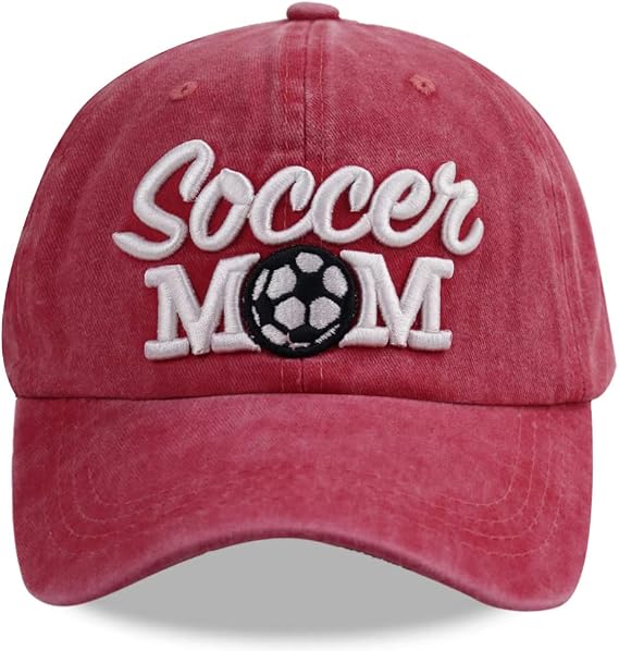 Distressed Soccer Mom Baseball Cap for Women, Adjustable Washed Embroidered Sun Hat for Mama