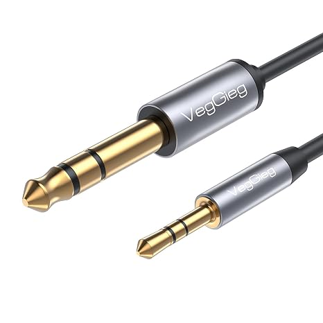 VegGieg 3.5mm to 6.35mm Stereo TRS Instrument Amplifier Aux Audio Cable