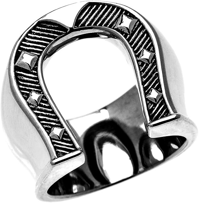 Sterling Silver Good Luck Bold Horseshoe Ring for Men