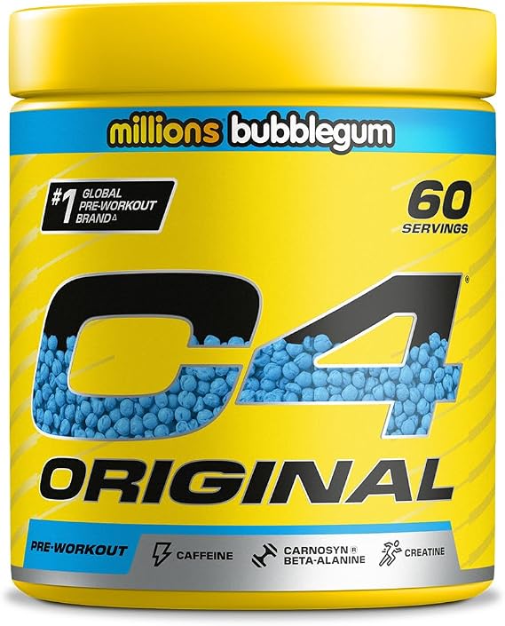 C4 Original Pre Workout Powder, Bubblegum, 60 Servings | Zero Sugar Pre Workout Energy Drink Powder with 150mg Caffeine, 1500mg Creatine Monohydrate, 1600mg Beta Alanine