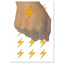 Lightning Bolt Thunderbolt Outline Temporary Tattoo Water Resistant Fake Body Art Set Collection - 54 1" Tattoos (1 Sheet)