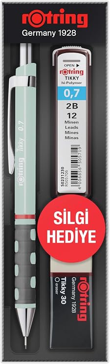 Rotring TIKKY Min Eraser 3-Piece School Set- 0.7 Opal Blue