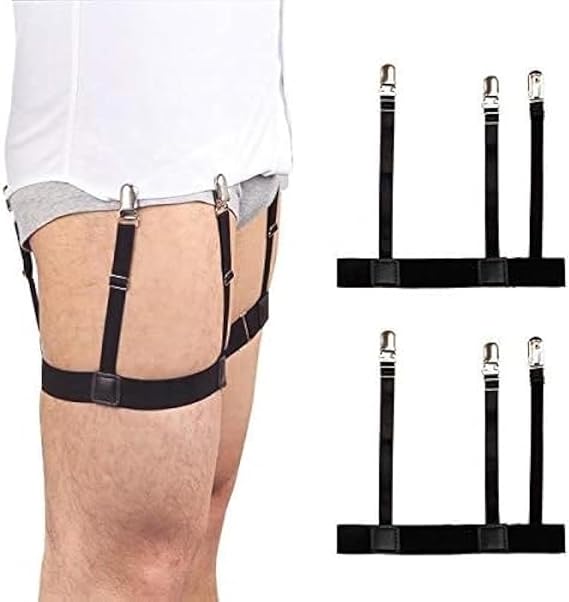 Men's Shirt Stays for Shirt Tucker Shirt Garter Shirt Suspenders Shirt Stays Leg Thigh Suspender Belt With Non-Slip Locking Beltings pack 1Pair, Black