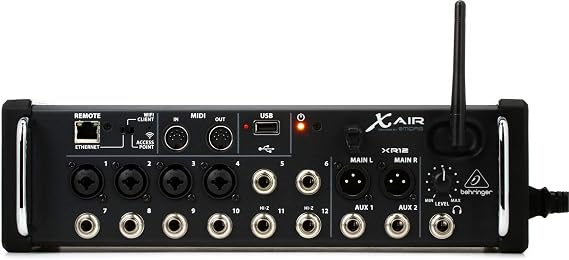 Behringer XR12 Digital Mixer, 12 Channels, Built-in MIDAS Microphone Preamp, Compatible with iPad/Android Remote Control, Wi-Fi Connection, Digital Effects, USB Type A Port, USB Flash Memory Recordable