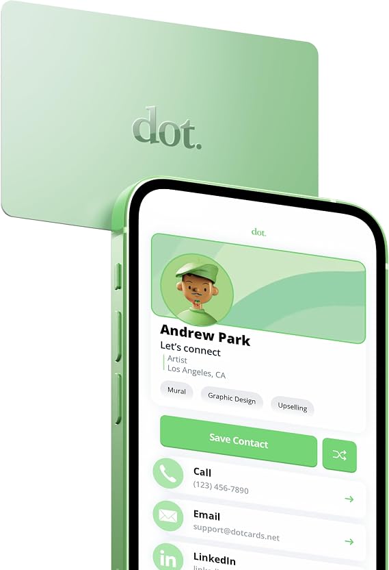 dot. Card - Digital Business Card - Tap Compatible with iPhone & Android (Mint)