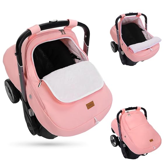 Bioby Winter Baby Car Seat Cover, Infant Car Seat Cover for Boy Girl, Pink