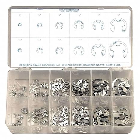 Carbon Steel External Retaining Ring Assortment (265 Pieces), Zinc Plated Finish, Inch, With Case