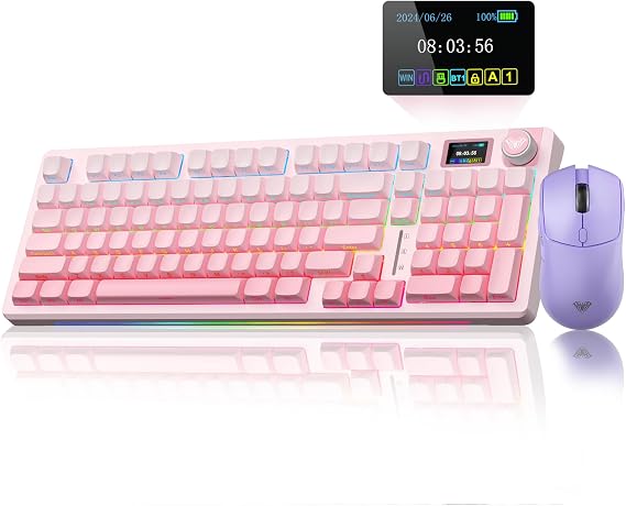 AULA S98 Pro Wireless Mechanical Keyboard with Screen & Knob SC580 Wireless Gaming Mouse