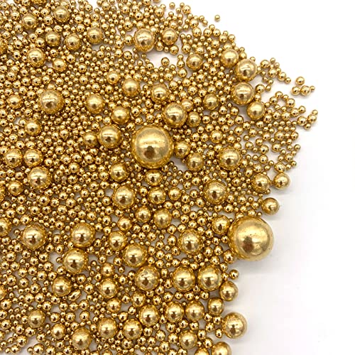GEORLD Gold Pearl Sugar Sprinkles Candy Mixing Size Baking Edible Cake Decorations Cupcake Toppers Cookie Decorating Celebrations Wedding Shower Party Chirstmas Supplies 130g 4.6oz