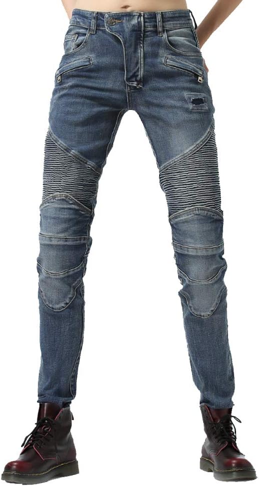 Women Street Motorcycle Riding Pants Motocross Racing Protective Jeans with Knee Hip Pads