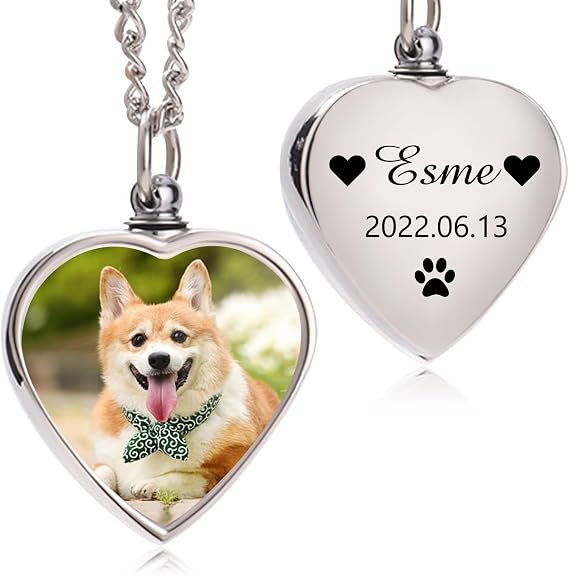 Personalized Pet Ashes Necklace, Custom Photo Memorial Pendant