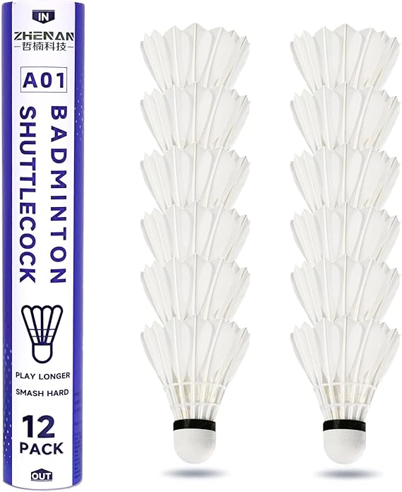 Badminton Birdies,Badminton Shuttlecocks for Backyard & Baseball Batting Practice,12 Pack Highly Stable & Durable Nylon/Goose Feather Shuttle Balls Set for Indoor Outdoor Sports