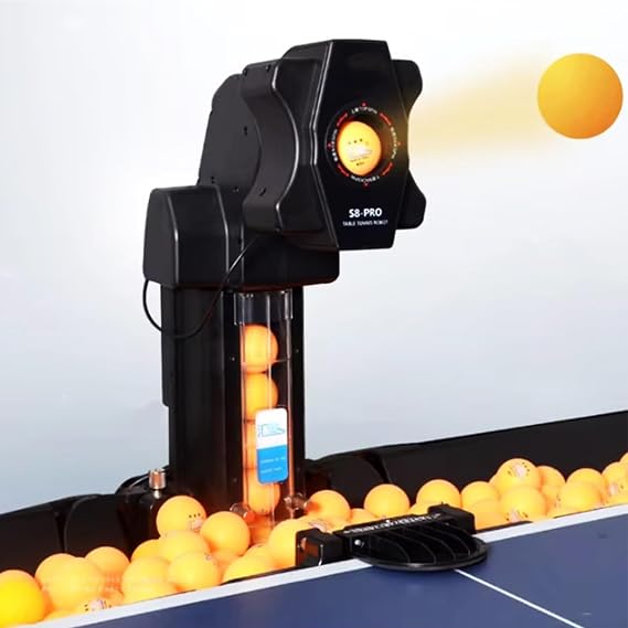 Automatic Table Tennis Training Machine with App Control, Customizable Spin and Speed, Includes Net and Balls for Solo Practice