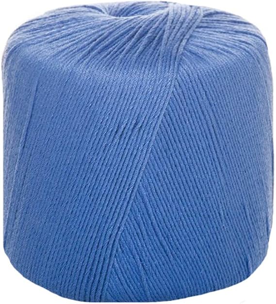 Clisil 80gram DIY Natural 100% Cotton Lace Yarn Blue 1mm Summer Yarn Hand Knitting Yarn Weaving Crochet Yarn Hat Bag Sweater Basket Yarn