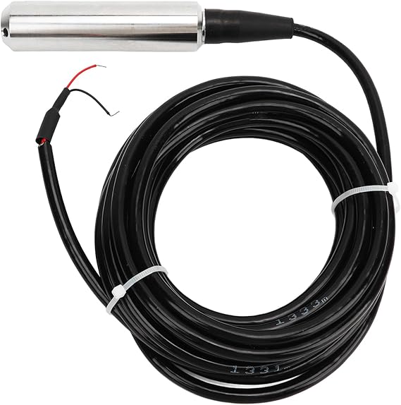 Liquid Level Transmitter, Submersible 4 to 20mA Water Level Monitoring for Tanks Wells 24VDC IP68 304 Stainless Steel Probe 0 to 1m Range 6m Cable