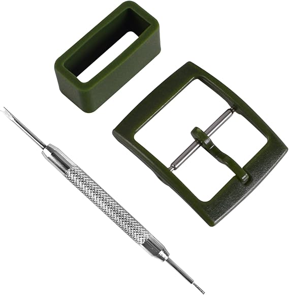 MyTime Watch Straps Replacement Plastic Buckle and Silicone Loops for Swatch- Choice of Colors & Widths (17mm, Blackish Green)