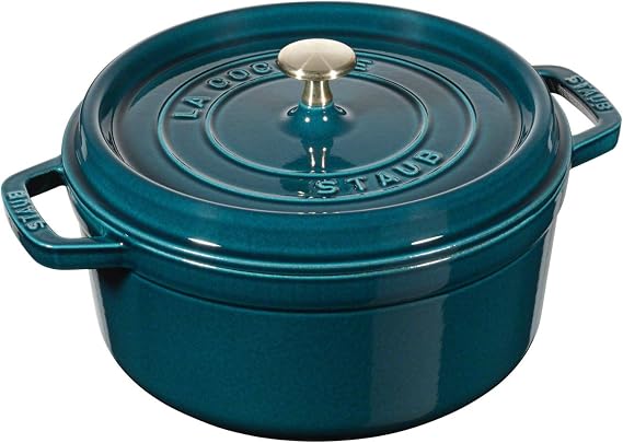 STAUB Cast Iron Roaster/Cocotte, Round, 24 cm, 3.8 L, La Mer