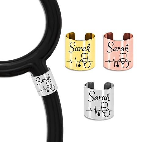 Stethoscope Name Tag Personalised Stethoscope Charms with Engraved Name Stethoscope Accessories for Nurses Doctors Medical Professionals - Style 5