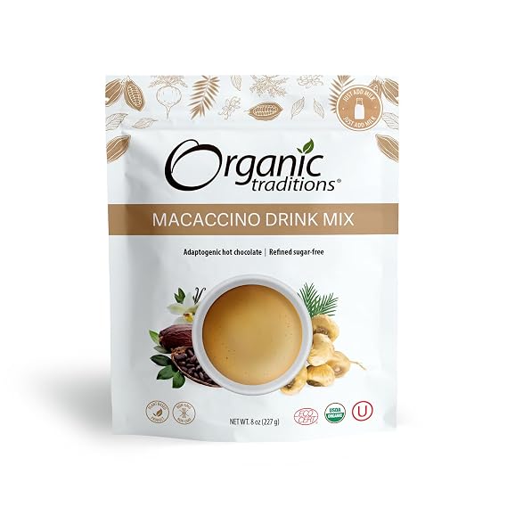 Organic Traditions Macaccino Superfood Coffee Alternative Drink Mix, 8oz