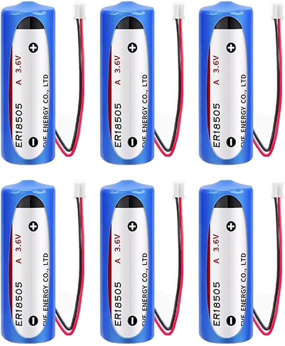 6 PCS A Size 3.6V 4000mAh EVE ER18505 with 2.0 Plug Lithium PLC Industrial Control Battery Non Rechargeable
