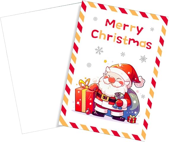 10Pcs Christmas Greeting Card Set, 3 x 4.5 Inch, 5 Assorted Designs, Blank Inside, Complete with Envelopes, Holiday Christmas Cards Set (#E4)