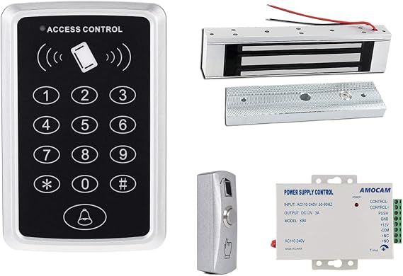 Door Access Control System, Password Keypad + Electric Lock + Power Supply Control + Door Exit Button Suitable for Apartment, Office, Access Control